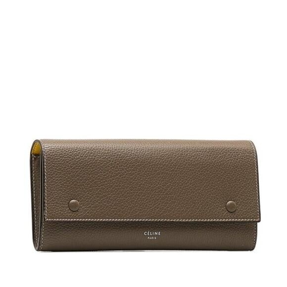 Celine Drummed Calfskin Large Multifunction Flap Wallet Souris - Picture 2 of 9